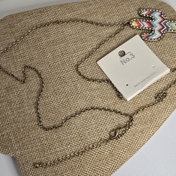 30-33" Adjustable Bronze Chevron 🌵 Cactus Necklace Multicolor - Picture 2 of 5